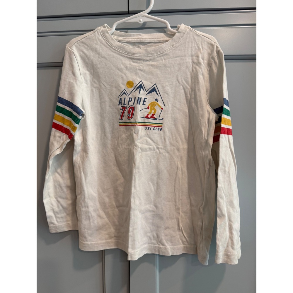 Janie and Jack Boys White Alpine 79 Ski Club Long Sleeve Graphic Tee Size 5
